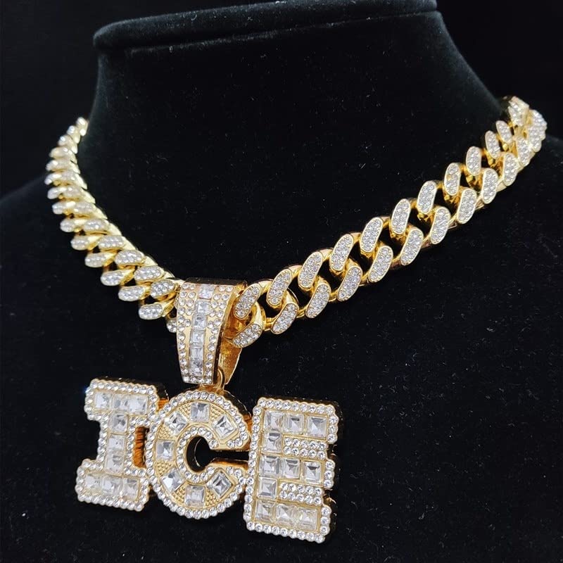 Amazon.com: Men Women Hip hop Letter ICE Pendant Necklace With 