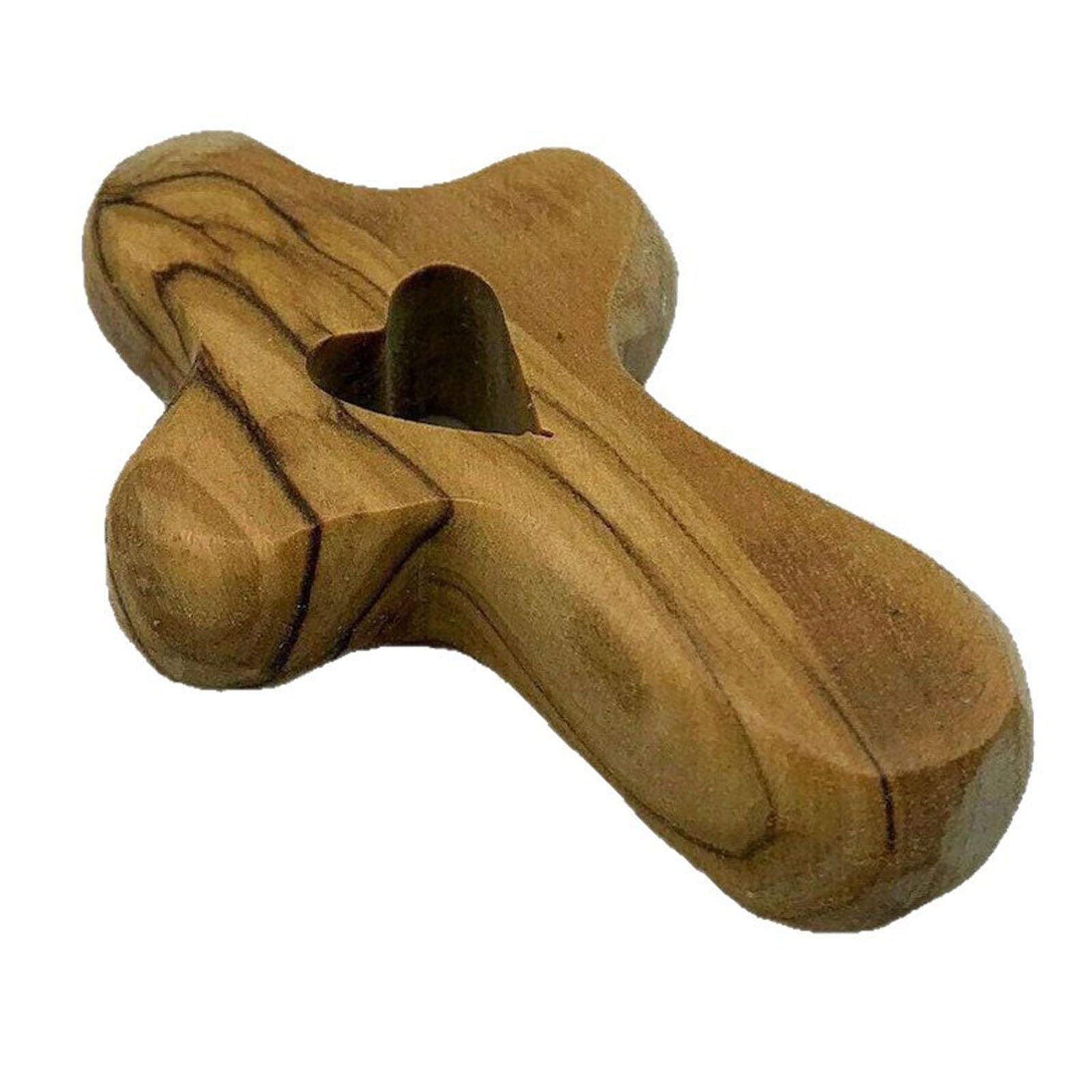 TFAOYS Hand Held Olived Wood Clinging Crosses Prayer Comfort Holding Wooden Handheld Palms Crucifix Gift Olived Wood Pocket