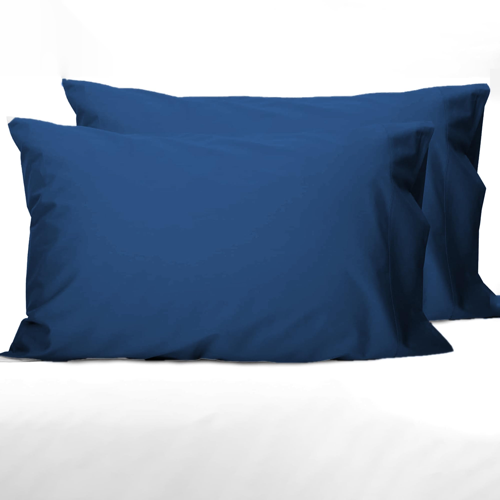 LINENWALAS 100% Cotton Floral Percale Pillow Cover Set of 2 | Soft, Cool & Crisp Hotel Quality Envelope Closure Bed Pillowcases | King Size - 300 TC (20x36 Inches, Cobalt Blue)