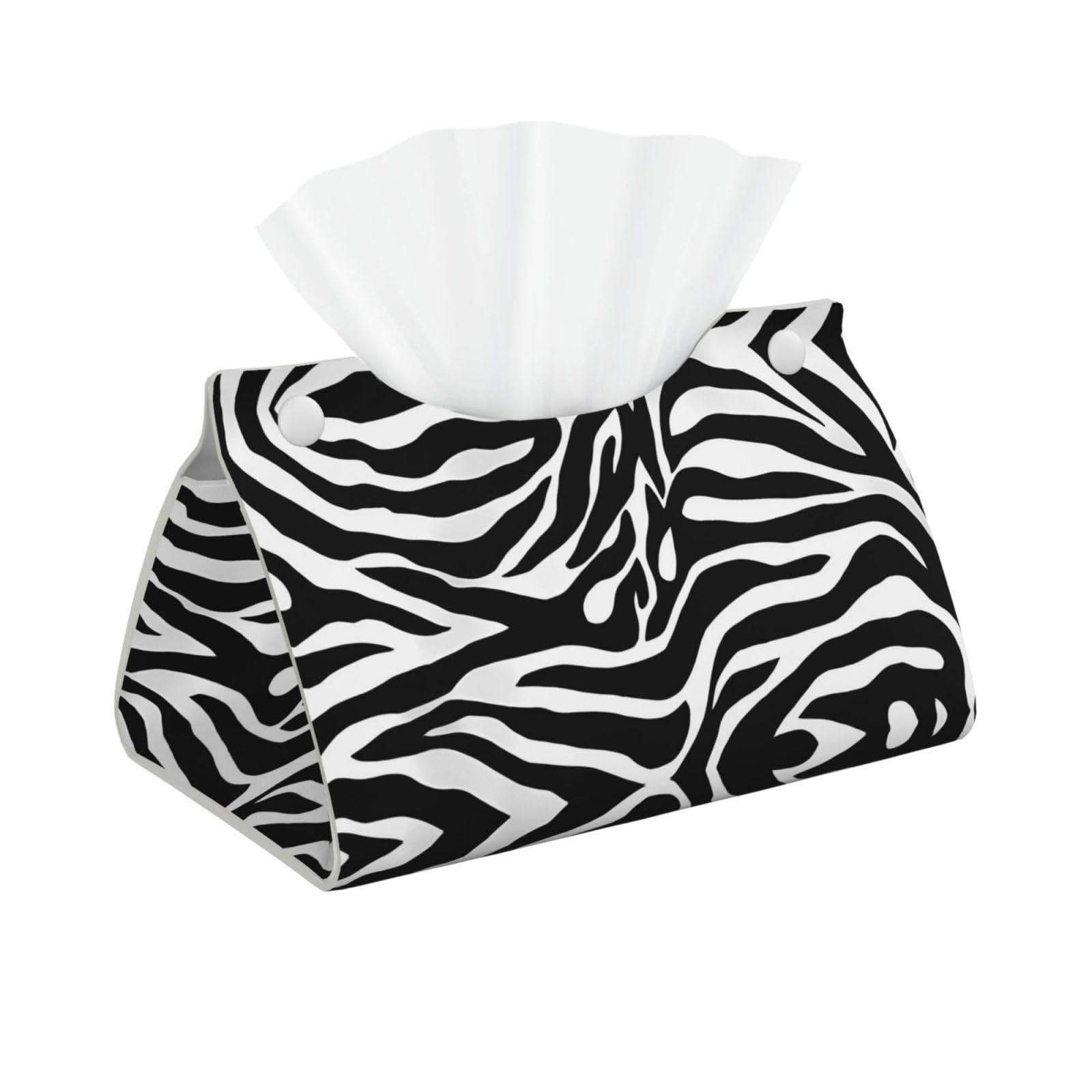 Zebra Print Print Long Tissue Box Cover Holder Foldable Leather Organizer for Vanity, Nightstand, Desk & Bathroom