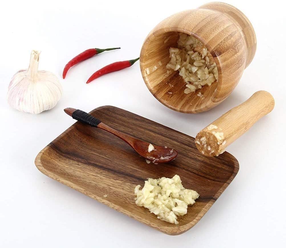 Juego de mortero y maja, triturador de pastillas de molinillo de especias de madera, para molinillo de ensaladas de hierbas especiadas, ajo, jengibre, especias