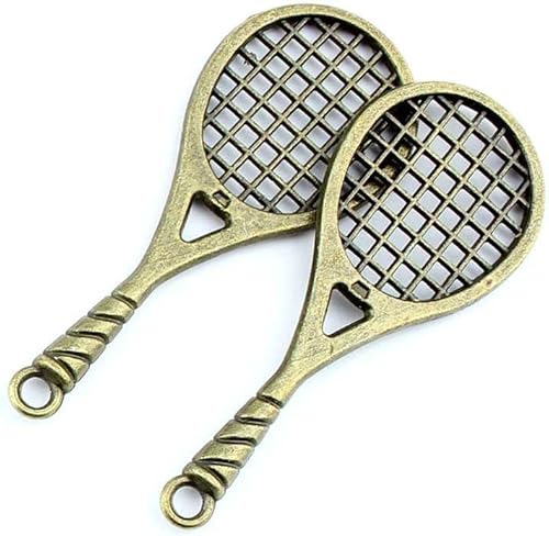 Joyas conclusiones encantos de bronce antiguo fl2176 Raqueta de tenis Craft Lots Reparación Suministros