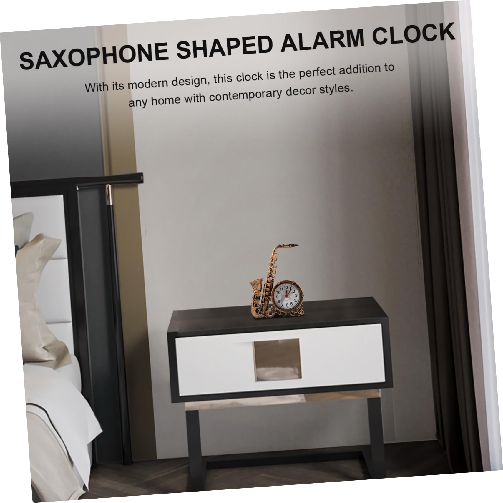 Réveil Décoratif Saxophone Rétro - Horloge De Bureau Design Sans Pile - Couleur Aléatoire