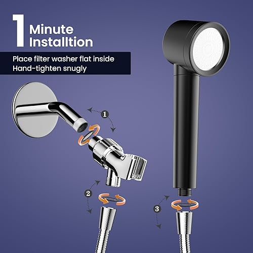 Miniatura 8 de Ion Drops Filtered Shower Head with Handheld, High Pressure Shower Heads with 3 Spray, Showerhead with Filters Hand held for Hard Water, Remove the