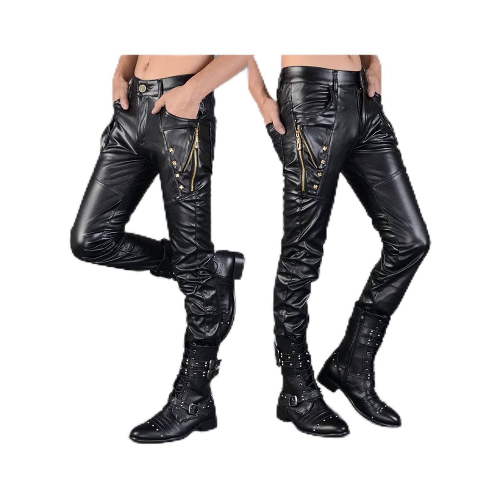 Pantaloni in Pelle da Moto Pantaloni in Morbida Pelle da Ciclismo Imbottiti più Velluto Addensato all'Interno, Impermeabile E Resistente all'Usura
