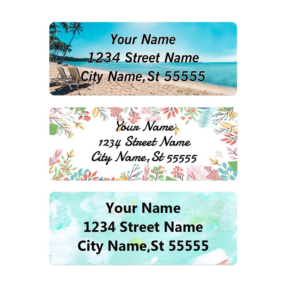 Custom Address Labels - Personalized Address Labels, Colorful Patterns, Can Be Used for Box, Paper, Plastic, Glass, Metal (Set of 100, Glossy Vinyl)