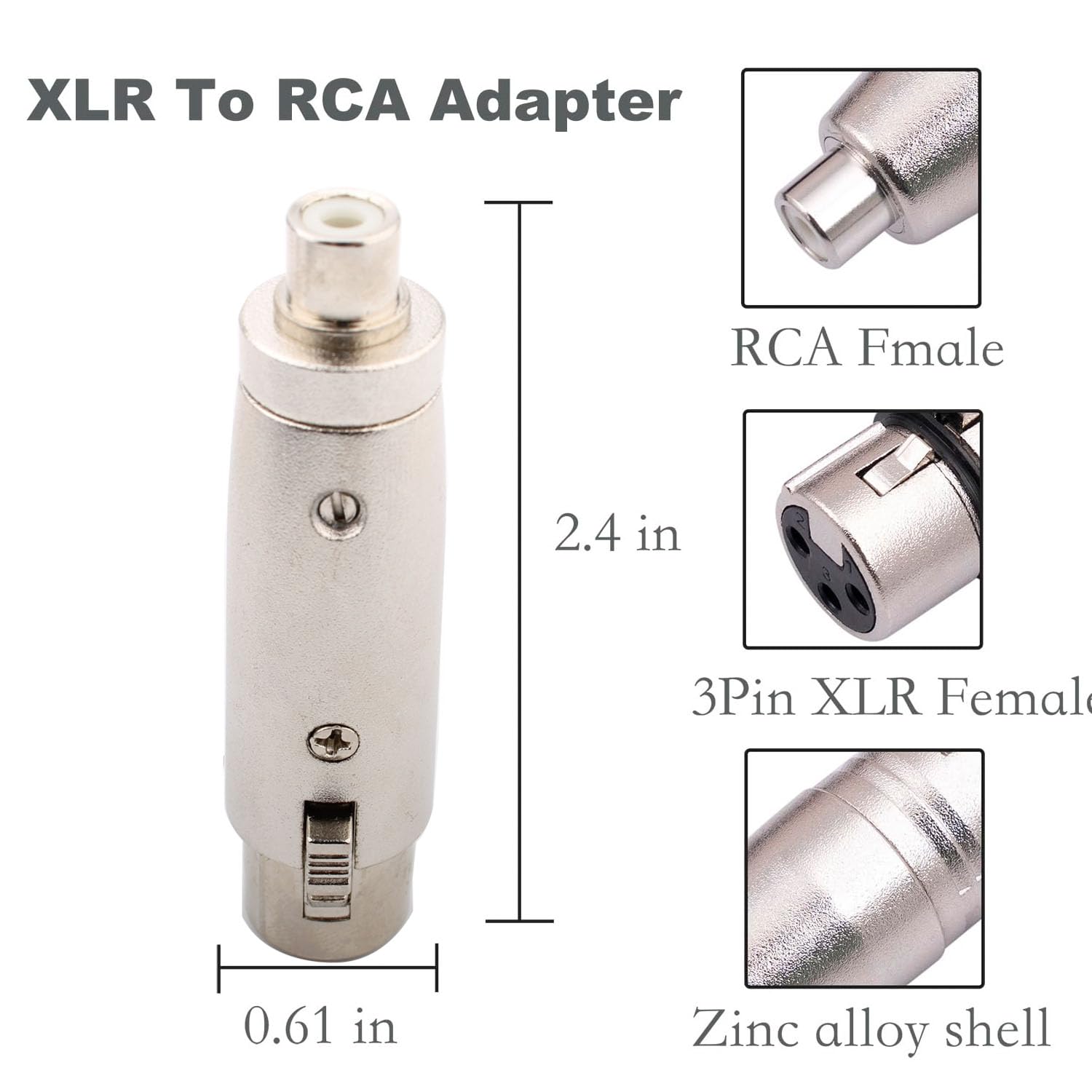 VISSQH 2 pcs 3-Pin XLR plug To RCA Adapter XLR Microphone Connectors Audio Socket 3 Pin Panel Mount Microphone Cable Plug for Microphones,Amplifiers,etc - Image 2