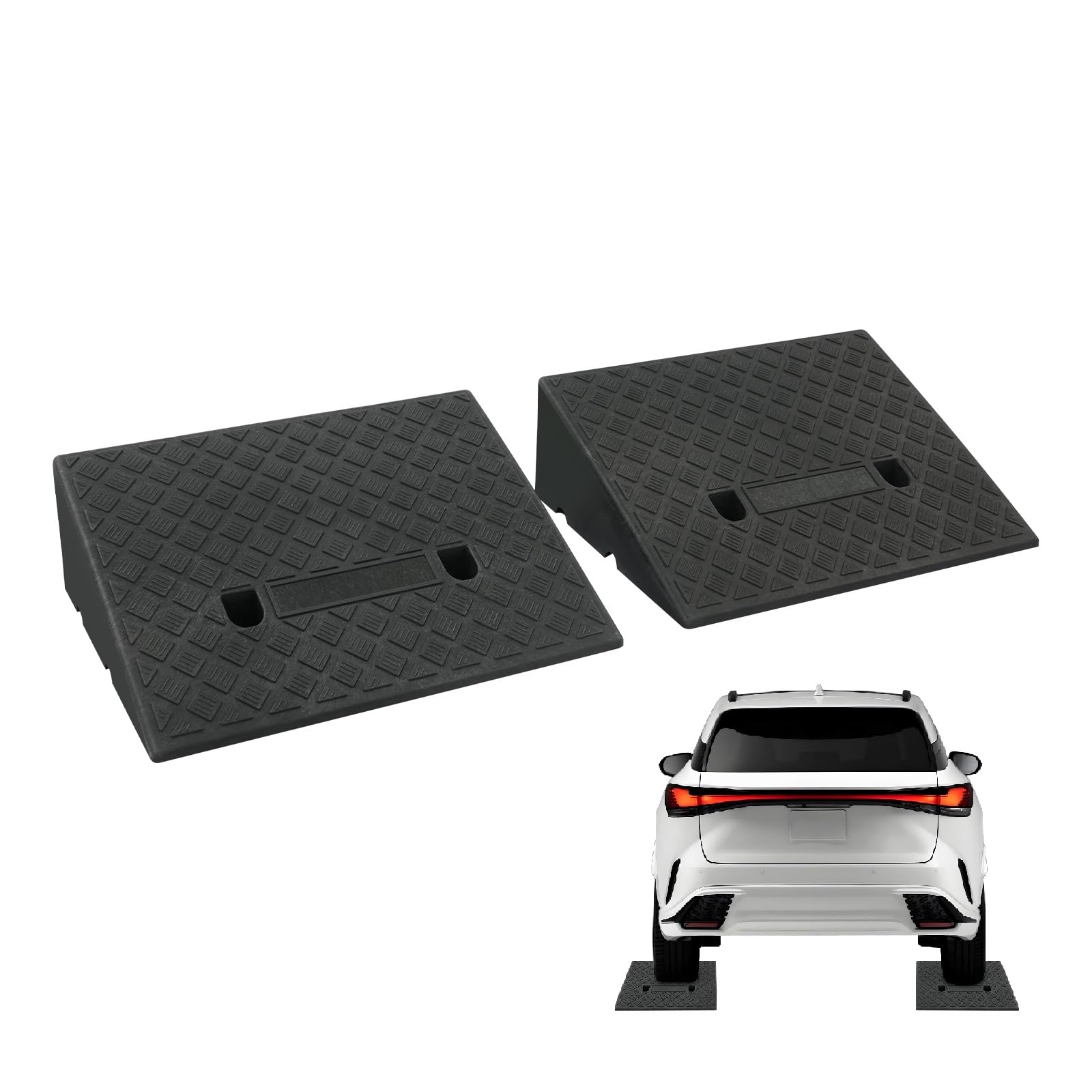Rampy Pads 2 sztuki przenośnych ramp do wózka inwalidzkiego, kolor czarny