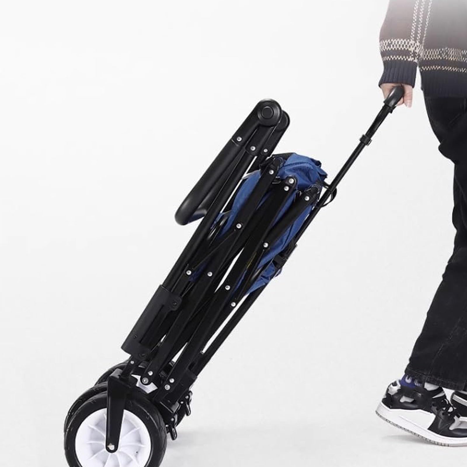 Carrello pieghevole Carretto pieghevole con freni Carrello della spesa da 100 kg con ruote extra larghe for tutti i terreni e freno Maniglia regolabile e borsa di copertura Carrello da campeggi