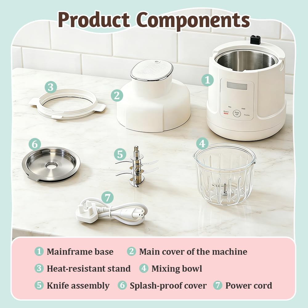 Babynahrungszubereiter, Dampfgarer mit Mixer,Aufwärmen, Automatische Reinigungsfunktion, Edelstahl Babybrei Zubereiter Multifunktion, BPA-frei