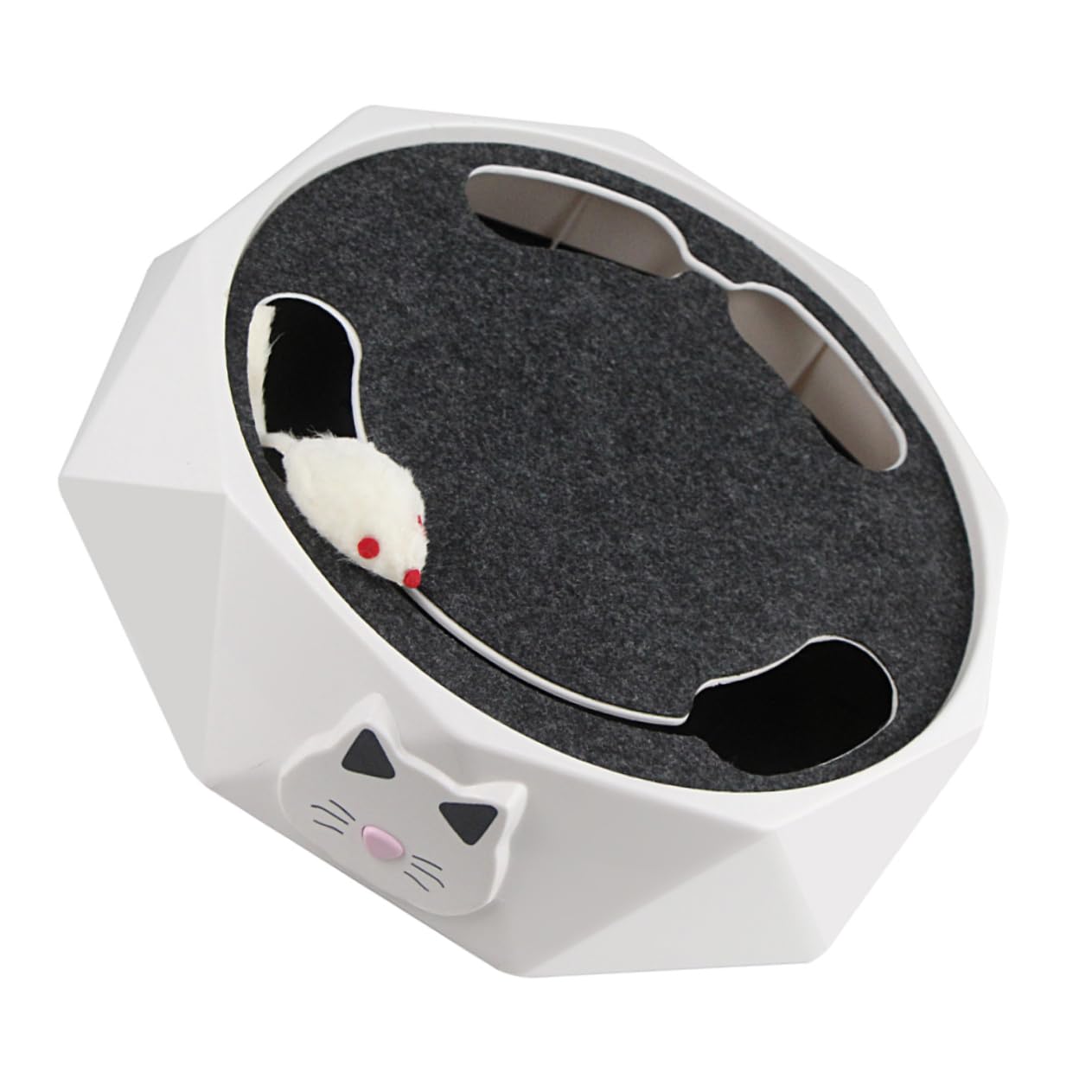 COLLBATH Jouet Électrique pour Chat Souris Électronique à Cache-Cache | Abs Blanc, 3 Piles Aa Incluses, Action de Fouissage Portable, Expérience de Chasse Simulée