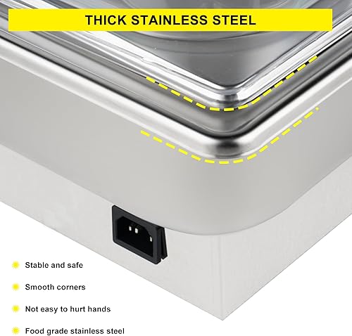 Miniatura 5 de Juego de 2 platos de cocina con tapa enrollable, calentador de alimentos y calentadores, pantalla digital, bandeja de calentamiento de temperatura,