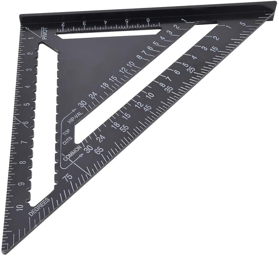 12インチ プロフェッショナル 読みやすい アルミニウム 直角 三角定規 耐分度器 木工ツール ブラック (アルミニウム)