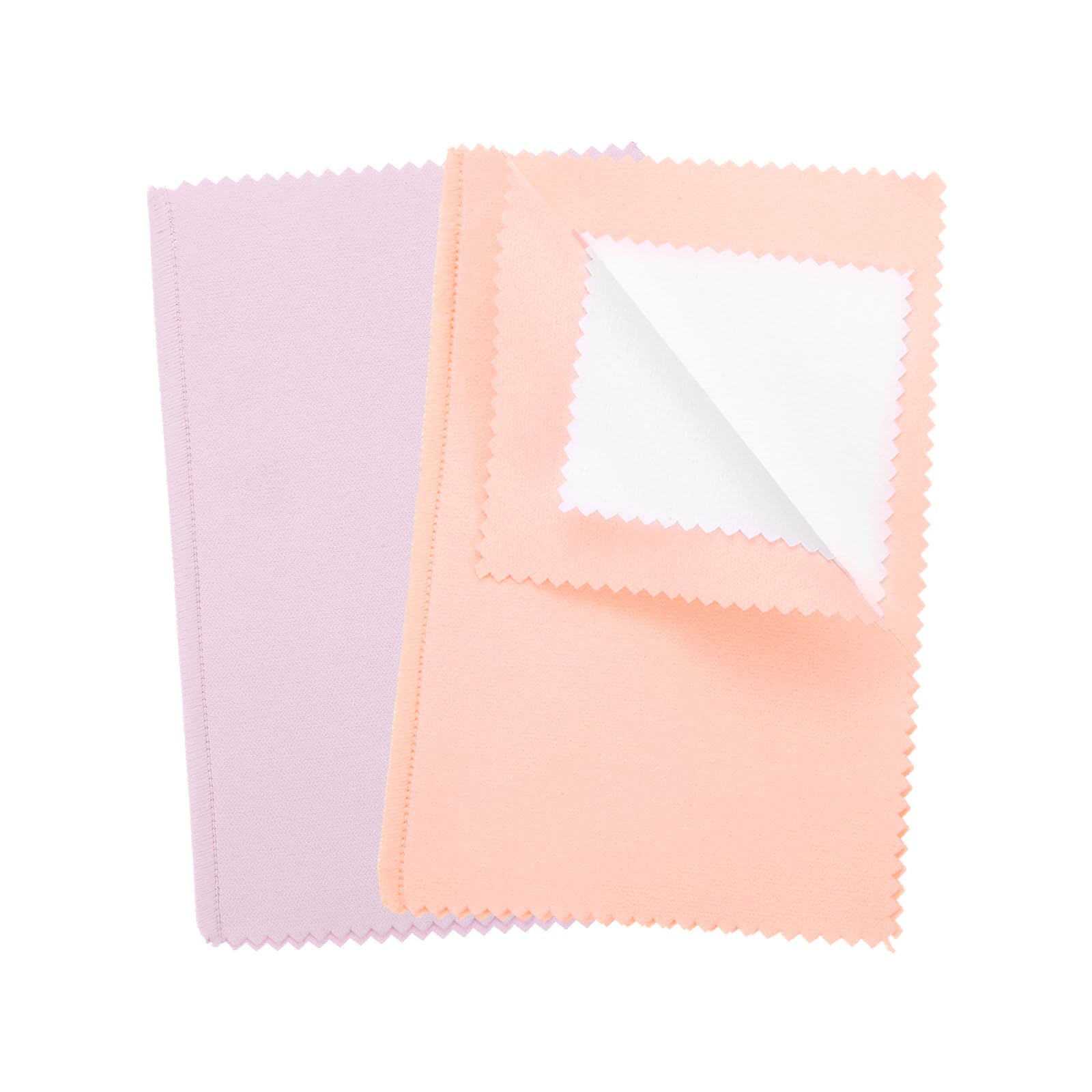 PATIKIL 5.9"x7.9" Jewelry Cleaning Cloth, 2 Pack Double-Sided Fleece Polishing Cloth for Gold, Silver and Jewelry, Light Pink/Pink