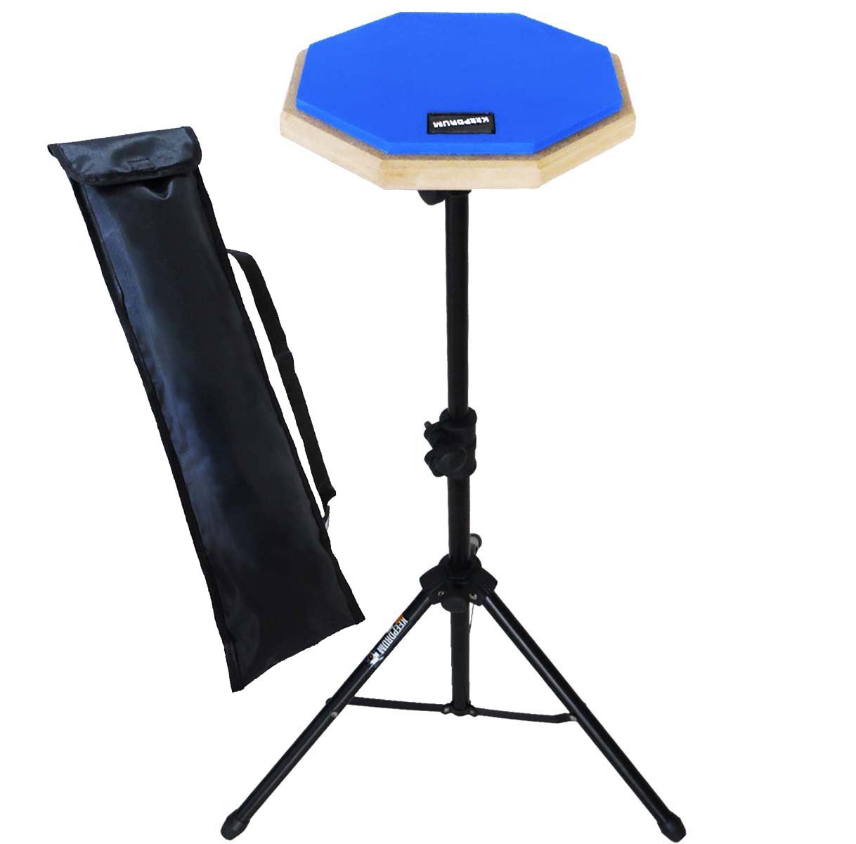 keepdrum DP-BL Practice - Almohadilla para batería (con trípode y funda, taburete y baquetas), color azul