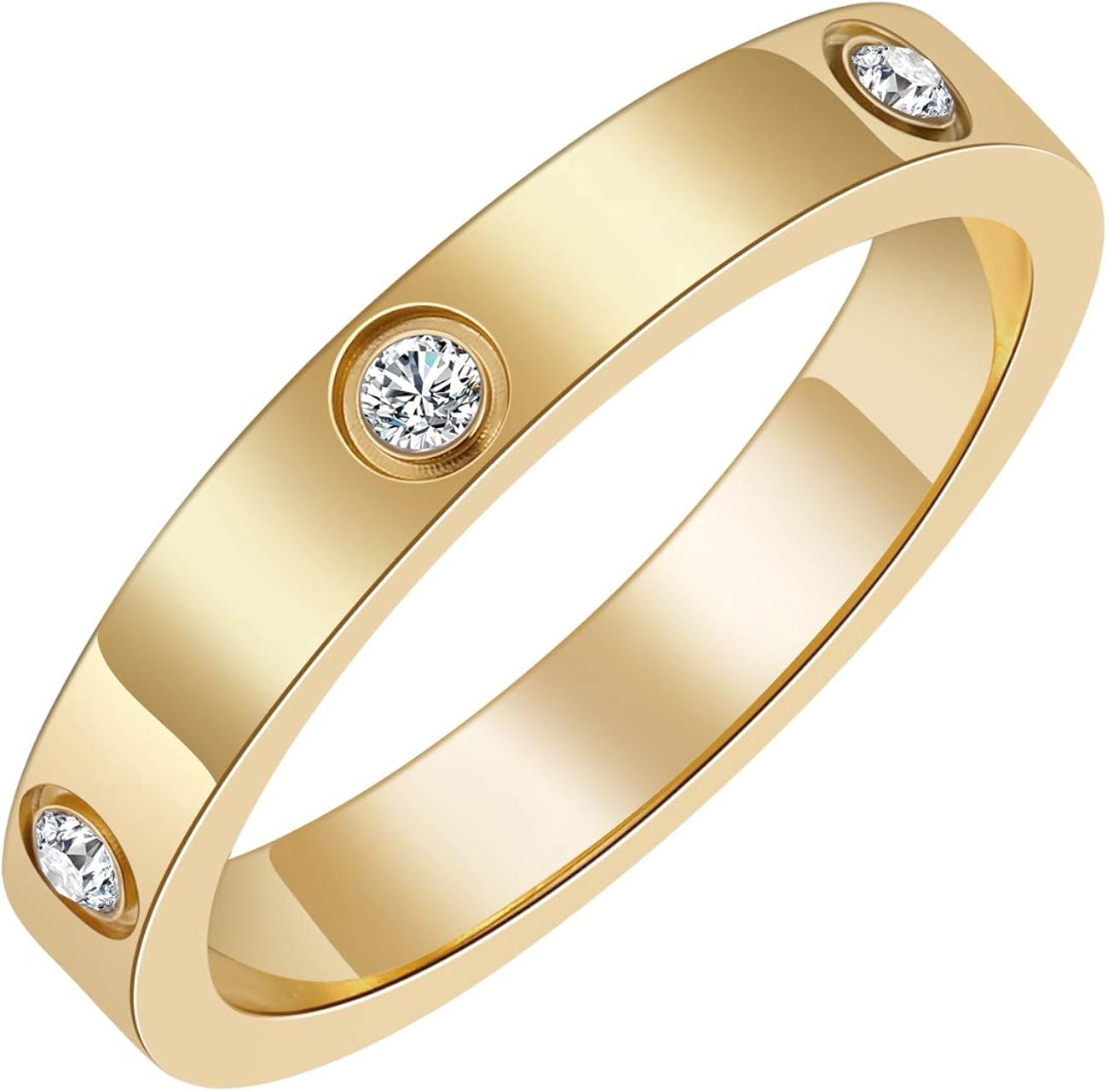 Chrishine Life Love Friendship Ring 18K Gold Plated Silver with Cubic Zirconia Stones Stainless Steel Promise Ring Wedding Band Jewelry Birthday Present for Her Women Teen Girls, Size from 5 to 10: Clothing, Shoes & Jewelry