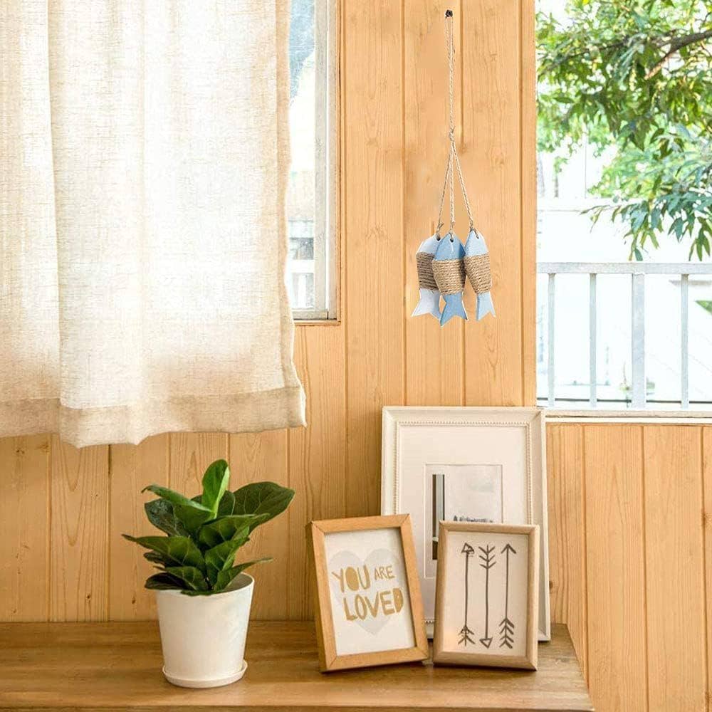 Pesci Decorativi In Legno Per Parete - Stile Marittimo Con Corda