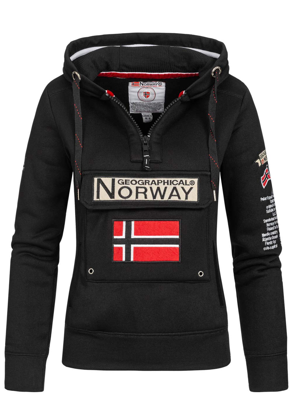 Geographical Norway Gymclass Lady - Felpa Donna Zip Hoodie Tasche - Pile Donna Maglione Manica Lunga Giacca Cappuccio - Abito Ideale Primavera Estate Autunno Inverno Stagione