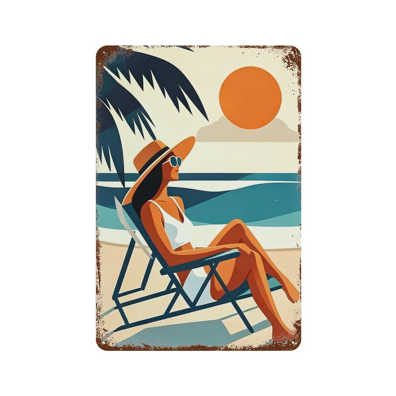 WUJHGRSG Tropic Sun Lounger 01 Wall Art Retro Iron Vintage Metal Tin Sign Poster Modern Decor for Home Cofffee Club Bar Shop Style 30x20cm