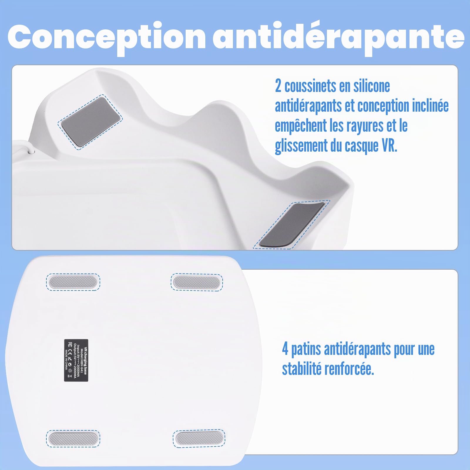 Station de Charge Compatible avec Meta Quest 2/3/3S, Support de Chargeur pour Casque avec Lumière RVB, Station de Recharge Rapide pour Casque VR