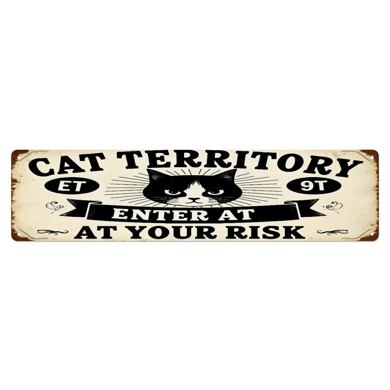 Cat Territory Enter At Your Risk_3 Metal Tin Sign Plaque