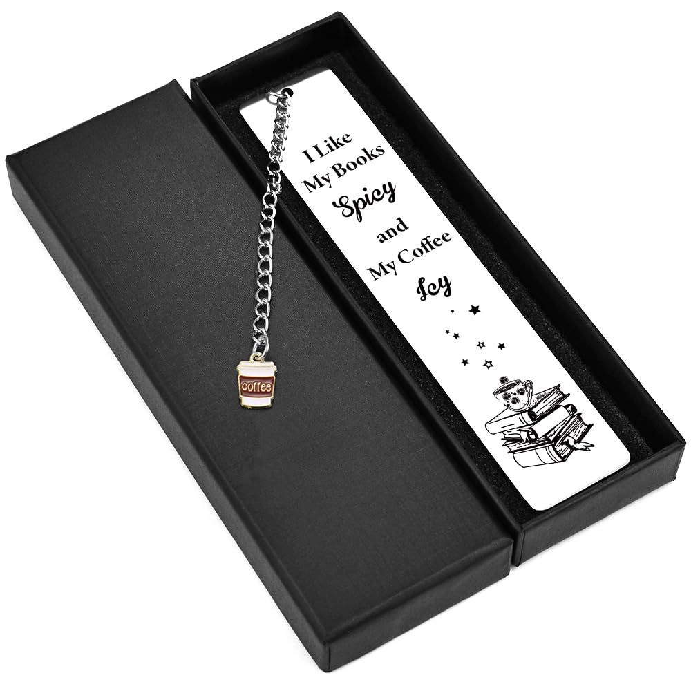 Quimoy Bookmark for Women, Gifts for Book Lovers, Gift for Readers, Cute Cat Bookmark for Readers, Book Loves, Book Club Gifts (I Like My Books Spicy