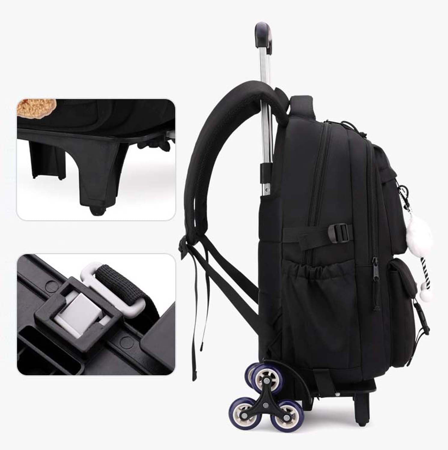 Sac à Dos à Roulettes pour Filles,Sac D'école pour Adolescents avec Chariot Amovible, Sacs d'école primaire Sac à dos à roulettes pour collégiens et lycéens