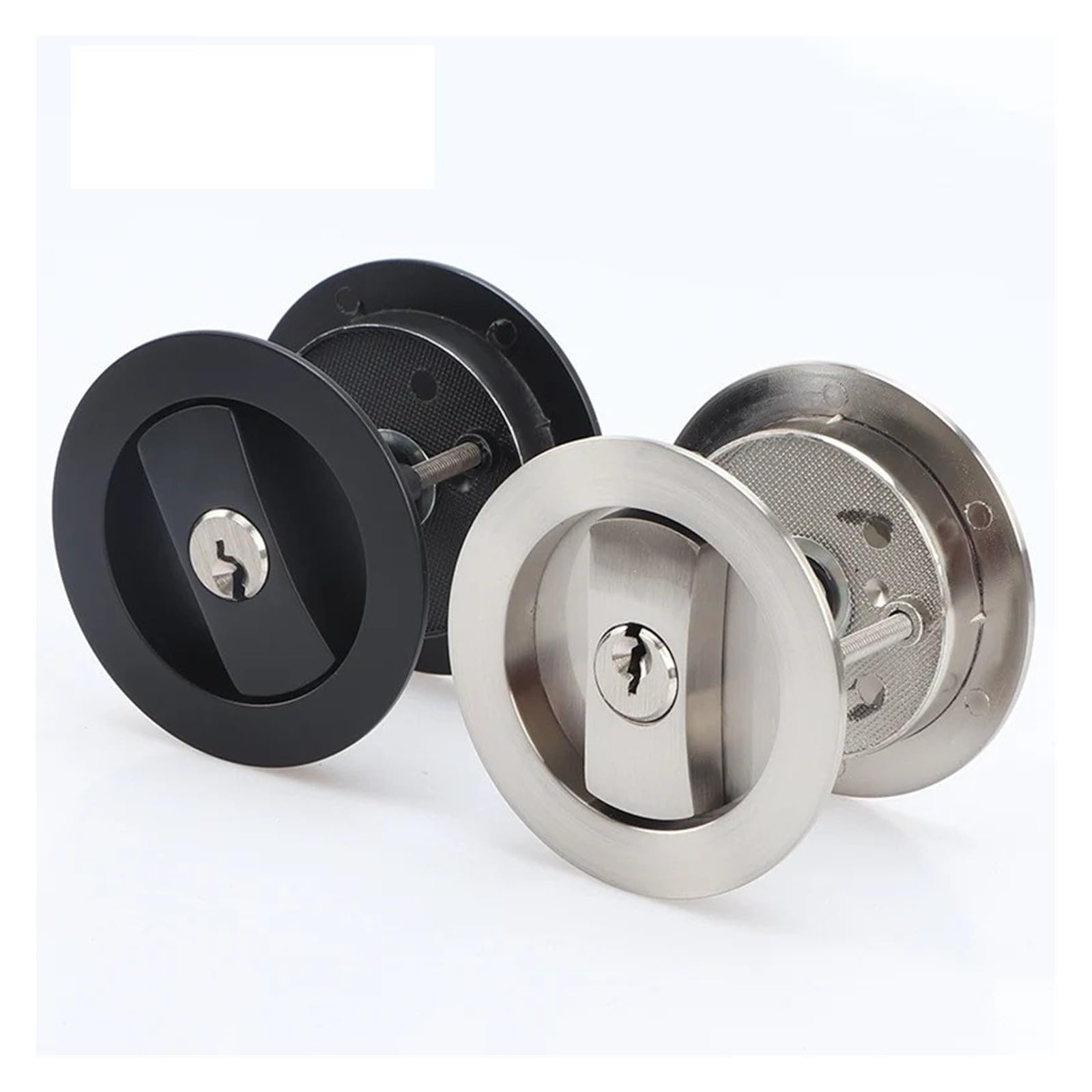 Cerradura de puerta corredera de doble gancho Invisible negra for baño(Have the key 1)