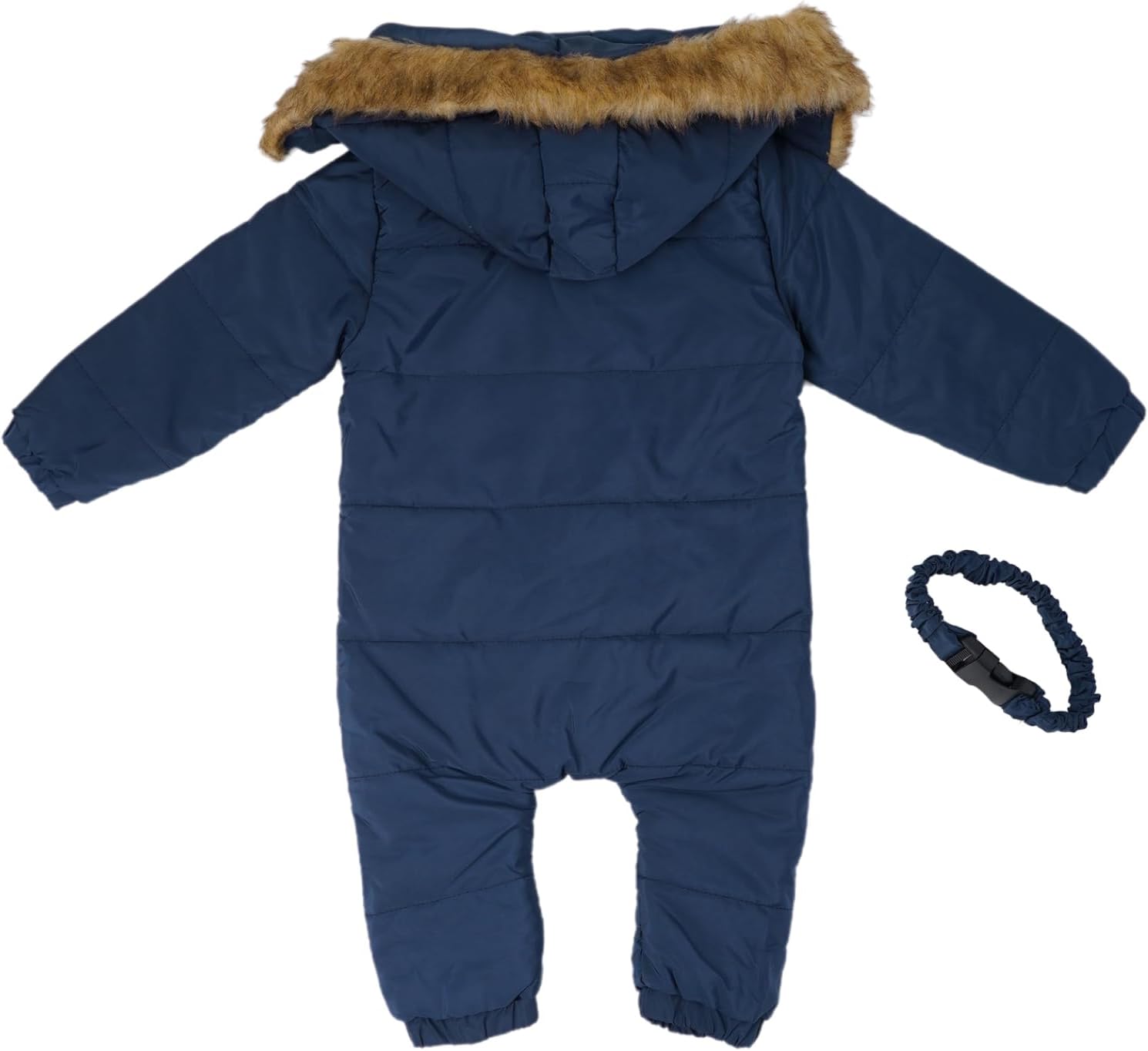 Toddler Snowsuit Hooded Romper Boys Ski Suit Winter Fleece Lined Warm Jumpsuit with Belts