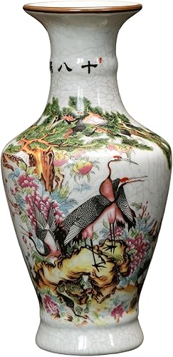 9" Ceramic Vase - White Small Flower Vase, Chinoiserie Home Decor | Crackle Glaze, Vase for Tabletop, Housewarming Gift, Flower, Jingdezhen, Chinese