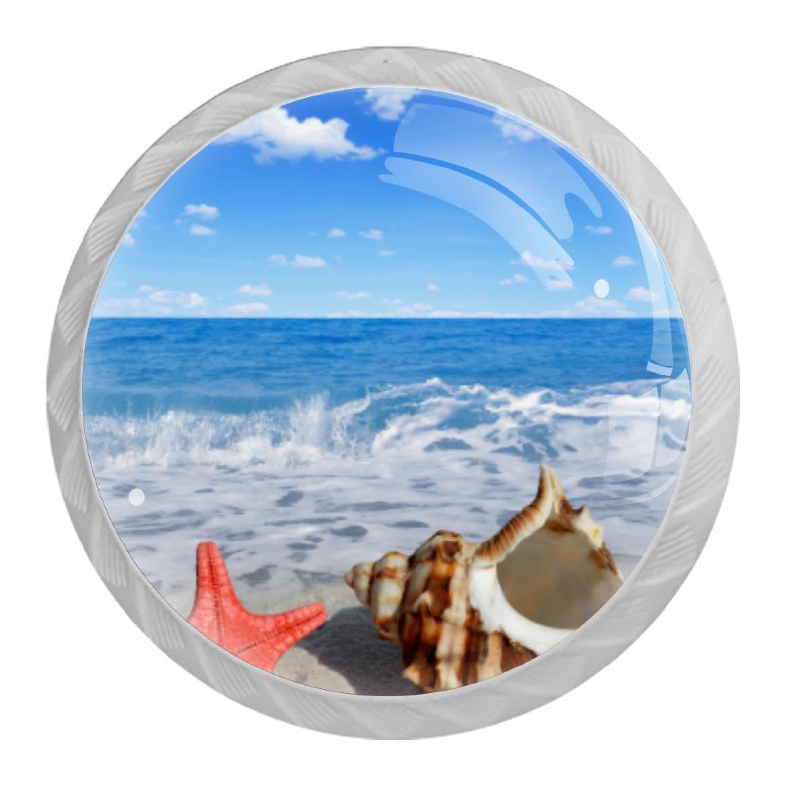 Tqmspg 4 Pieces Drawer Pulls Seaside Landscape Door Knobs Dresser Handles for Kitchen Wardrobe Cupboard Hardware Furniture