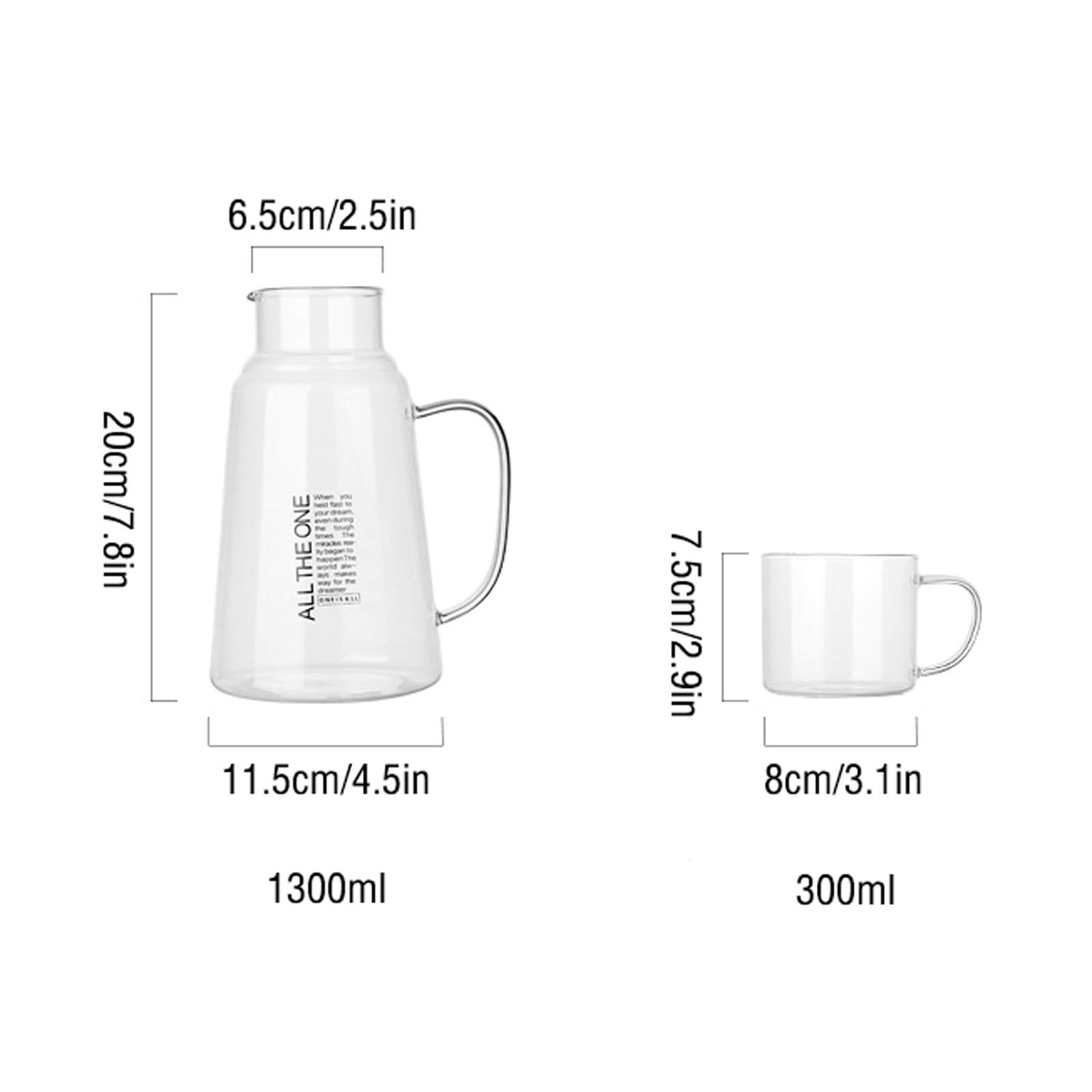 Jarra Agua Fria La Jarra de Vidrio con la Tapa de la Tetera de Vidrio de Alta Capacidad Resistente a la Alta Temperatura es una Tapa de Agua y una Tapa 1300ml Jarra Agua Detox Frutas