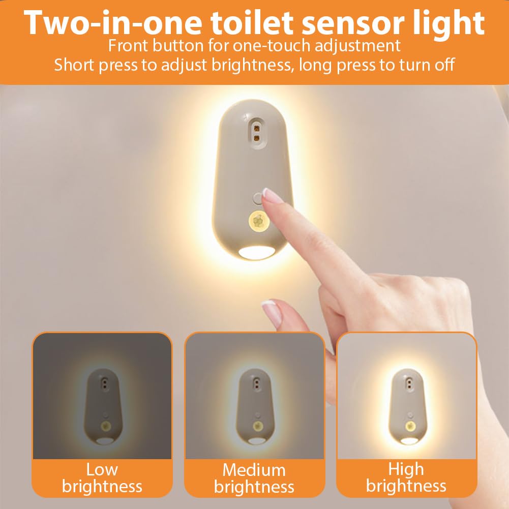 HOTUT Toilet Bowl Night Light, Motion Activated Toilet Night Light, Warm White, USB Chargeable Bowl Seat Lamp - Image 4