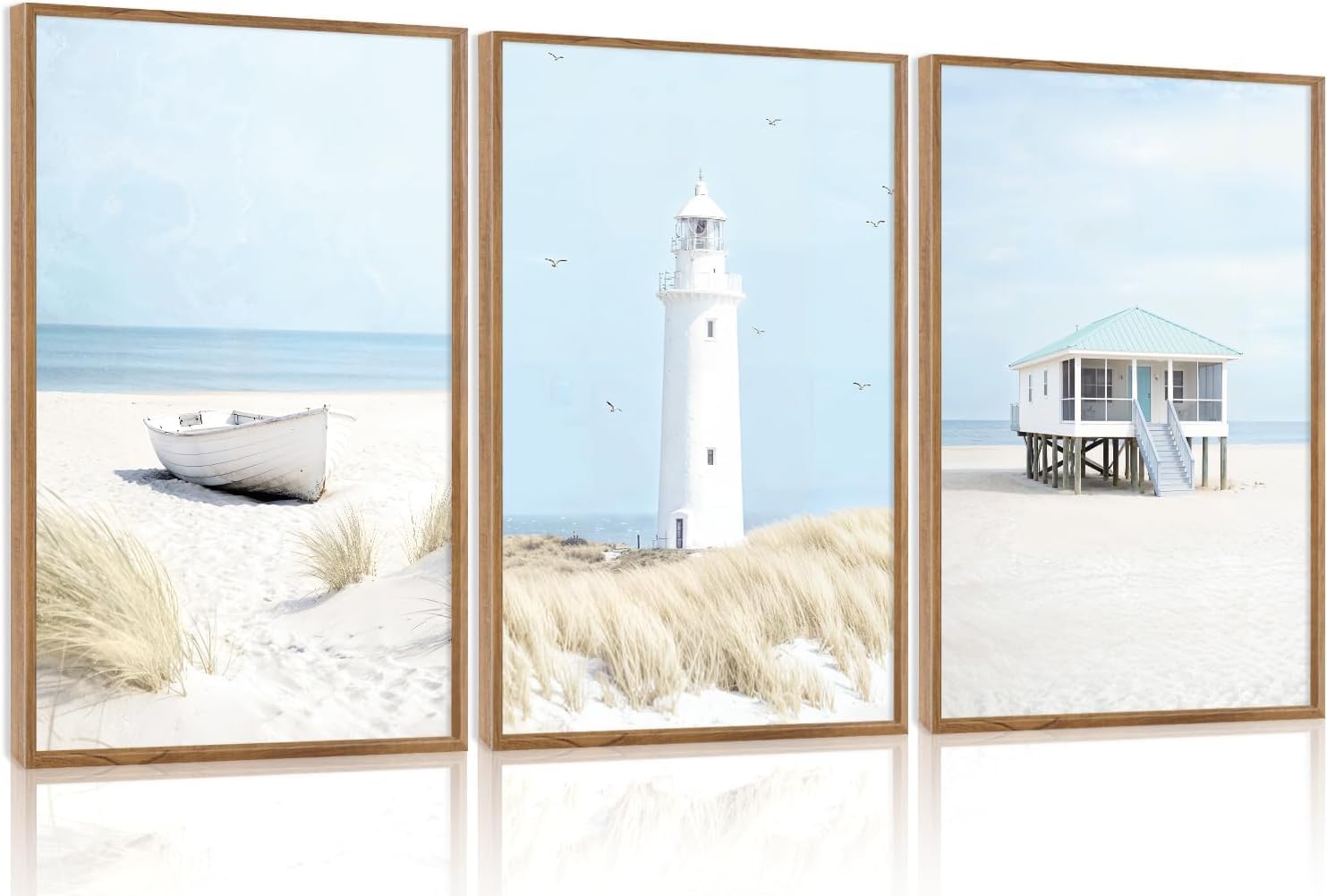 TOARTi Boho Framed Canvas Wall Art Prints,Set of 3 Mid Century Modern Wall Decor,Nature Plants Desert Sun Art Paintings,Bohemian Artwork for Living Room,Bedroom,Dining Room,Office - 16x24inchx3 — view 57