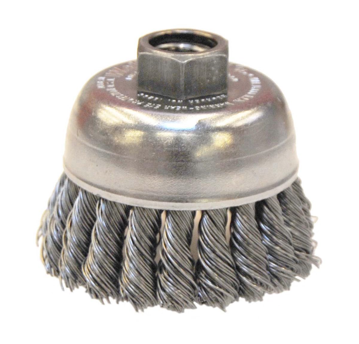 Radnor RAD64000356 2 3/4" x 5/8" - 11 Stainless Steel Knot Wire Cup Brush for Use On Small Angle Grinders, English, 15.34 fl. oz., Plastic, 1 x 1 x 1