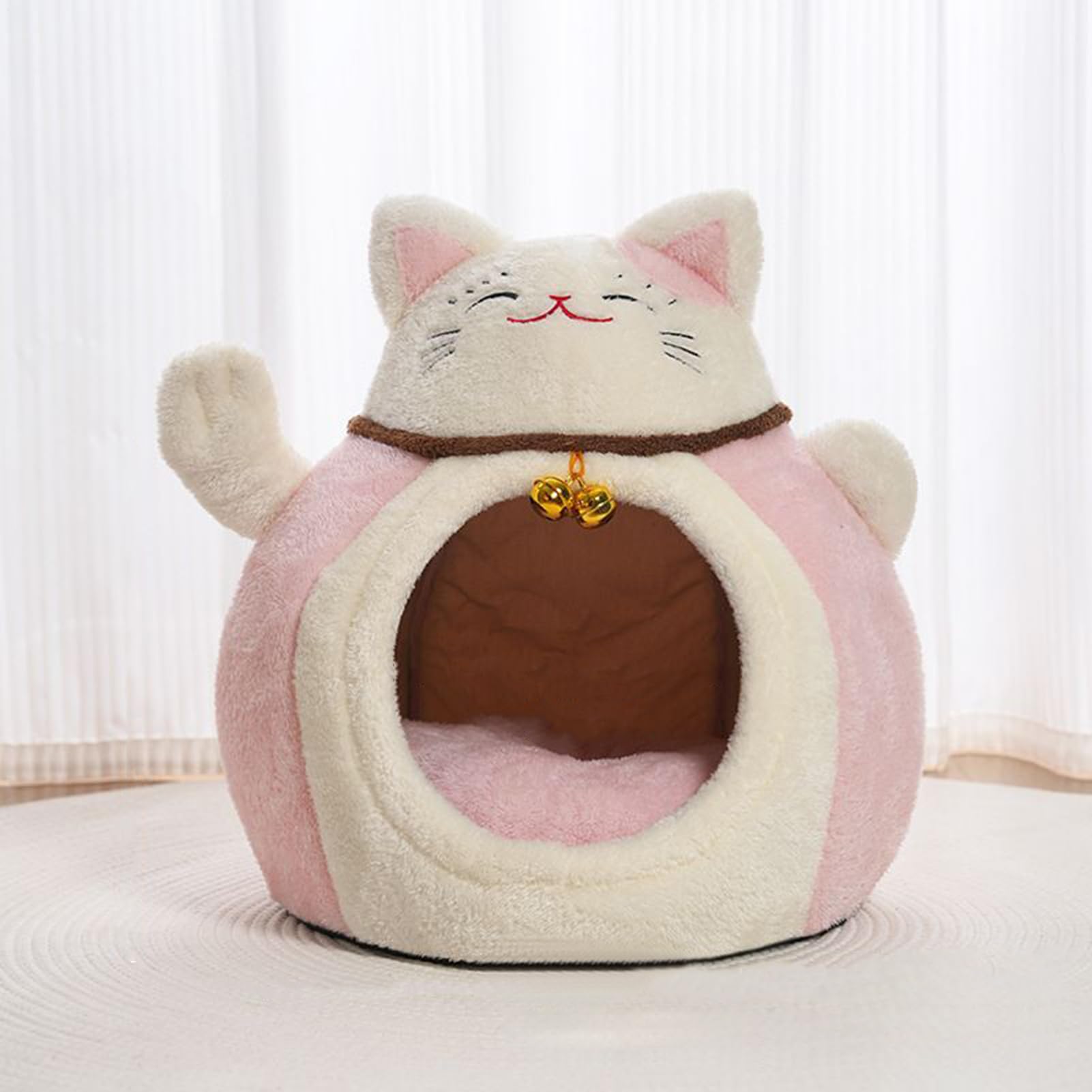 Cuccia Riscaldata per Gatti Calda Morbida Semi-Chiusa Adatta A Cuccioli E