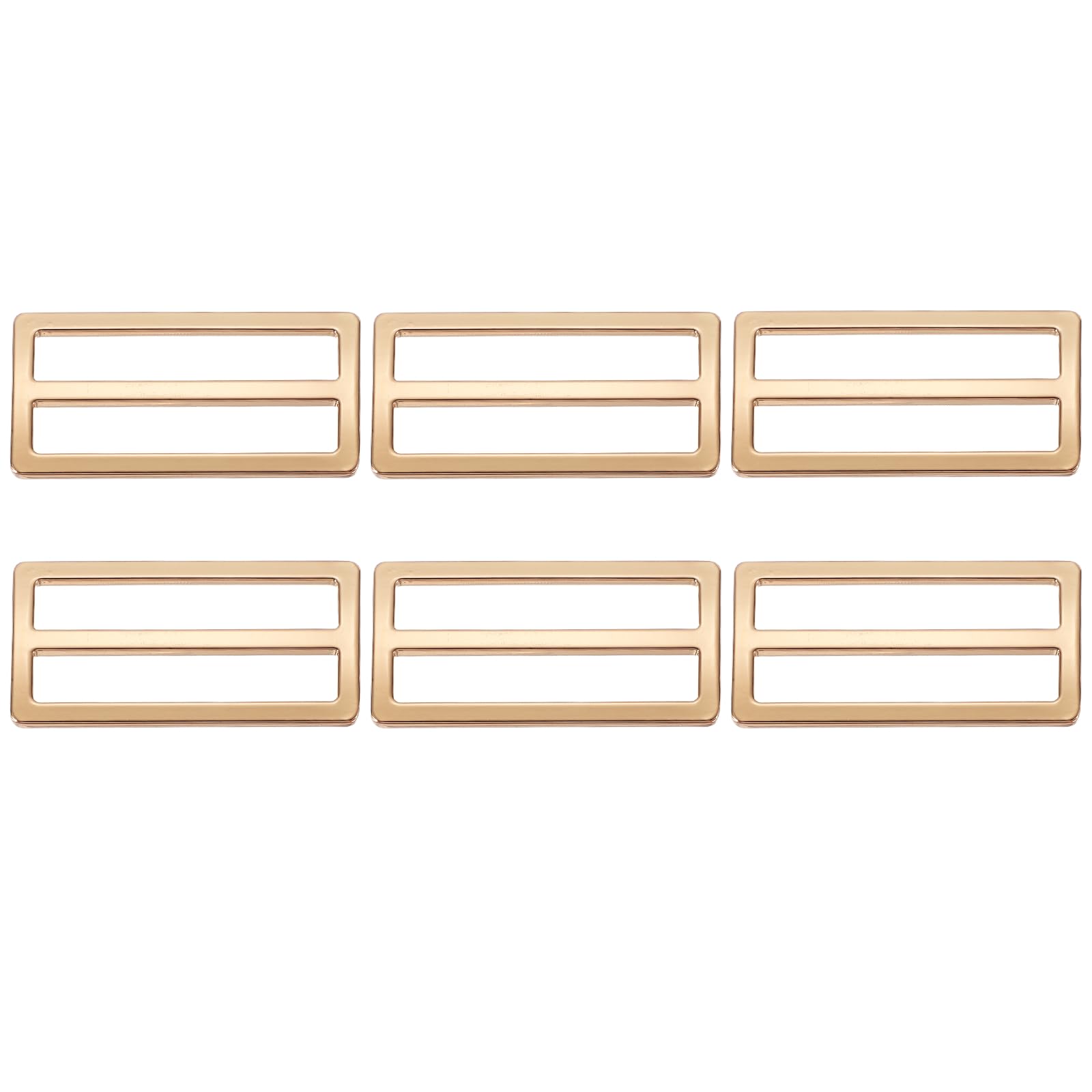 YELARXI Slide Tri-Glide Buckle, 2" Metal Adjustable Slide Rectangle Adjuster Suspender Webbing Strap Slider - Fitting for (Purse Bag Hardware Making Replacement Keeper) 6 Pcs & Gold