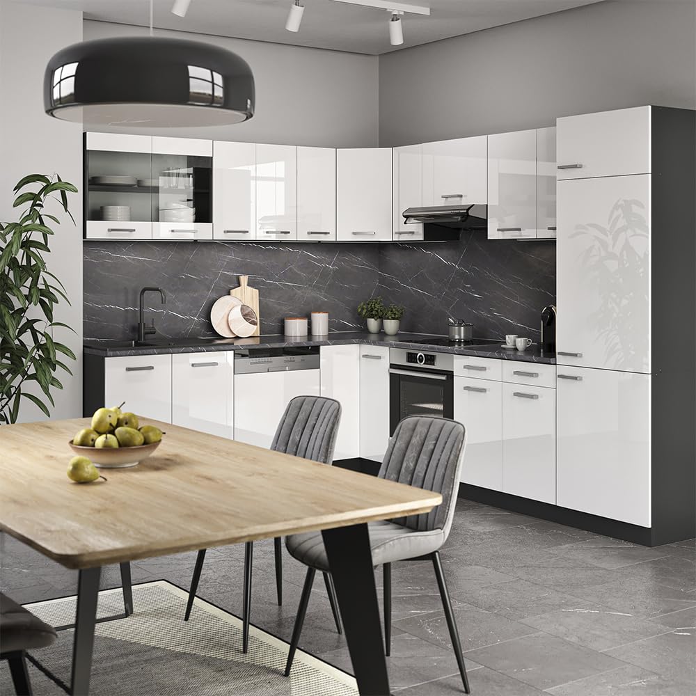 Vicco Frontale cucina R-Line, Bianco lucido, 59.6 x 71.3 cm frontale del mobile per mobile forno a mezza altezza, adatto per armadi da cucina R-Line per un montaggio semplice
