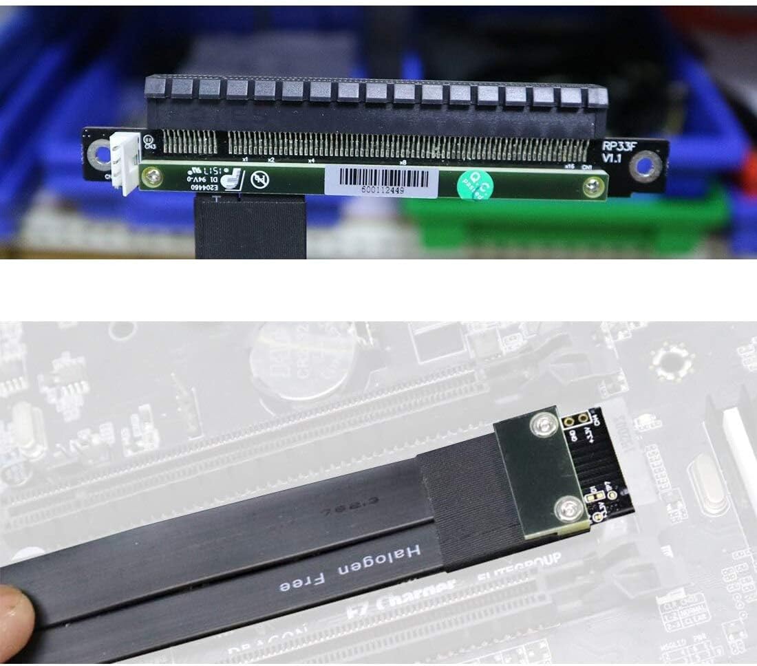 JMT ADT-R43SR M.2 NGFF NVMe Key M to PCIE x16 Extension Cable 32G/BPS 16x PCI-e PCI-Express Graphics Card Riser Adapter R43SR for M2 2230 2242 2260 2280 (25cm)