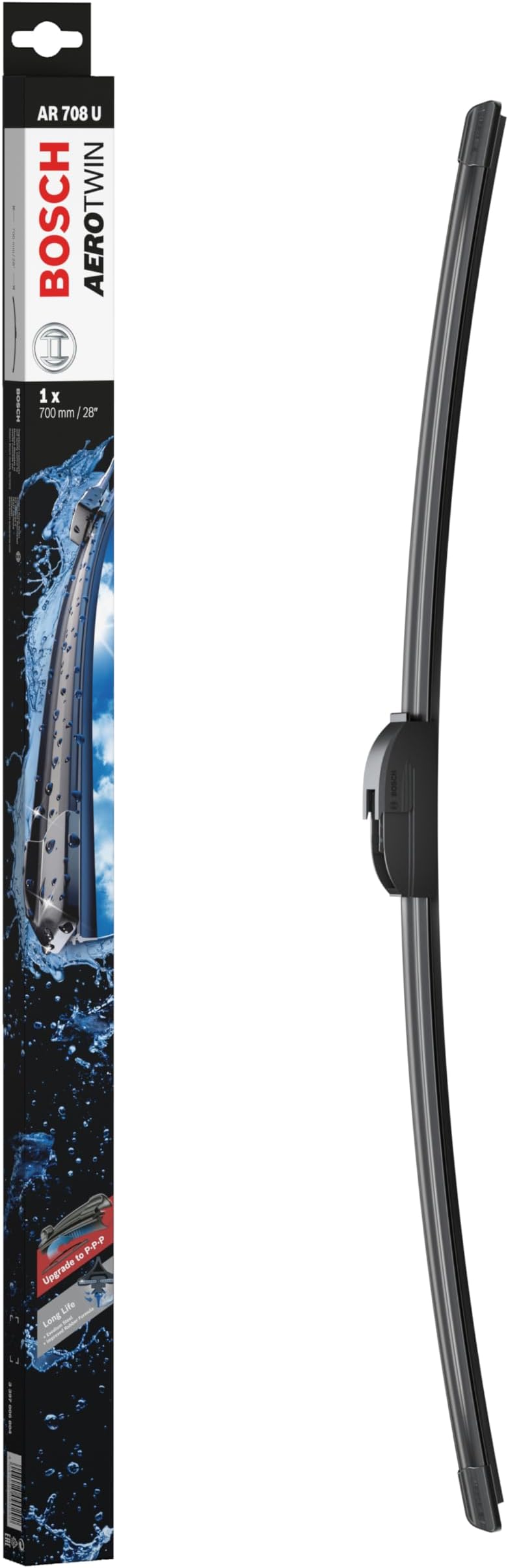 Bosch Aerotwin AR 708 U - Front Windscreen Wipers - Set of 2 Replacement Blades - Comes with Pre-assembled Adapter - 2 Blades, 700mm