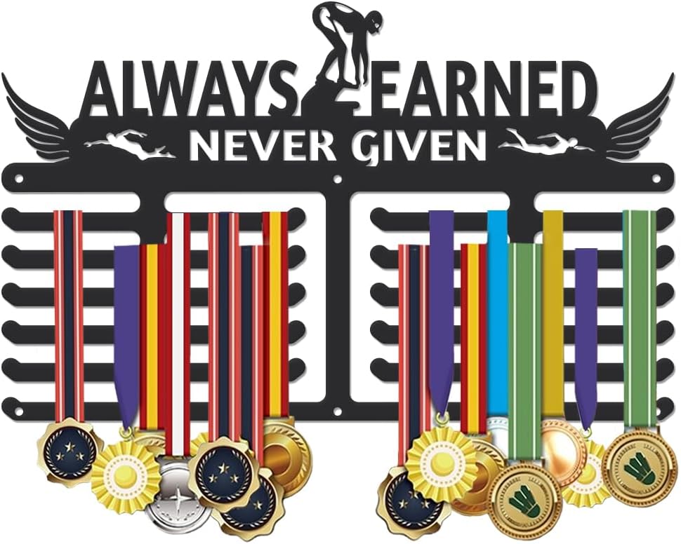 SUPERDANT Sports Medal Hanger Display Medal Holder Award Metal Medals Organizer Ribbon Display Holder Rack Wall Mounted Race Non-Slip Hook