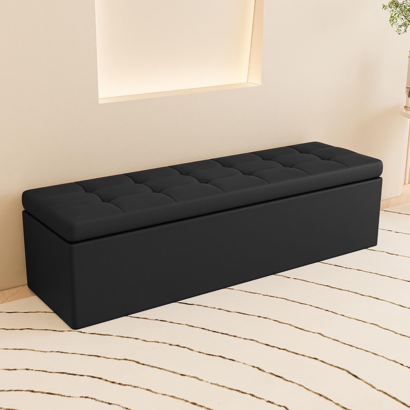 Solution de rangement et de siège d'entrée coffre ottoman bois