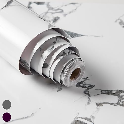 Papel de contacto de mármol, papel tapiz gris para encimerascubierta autoadhesiva y extraíble para muebles antiguosrollo de película de vinilo de
