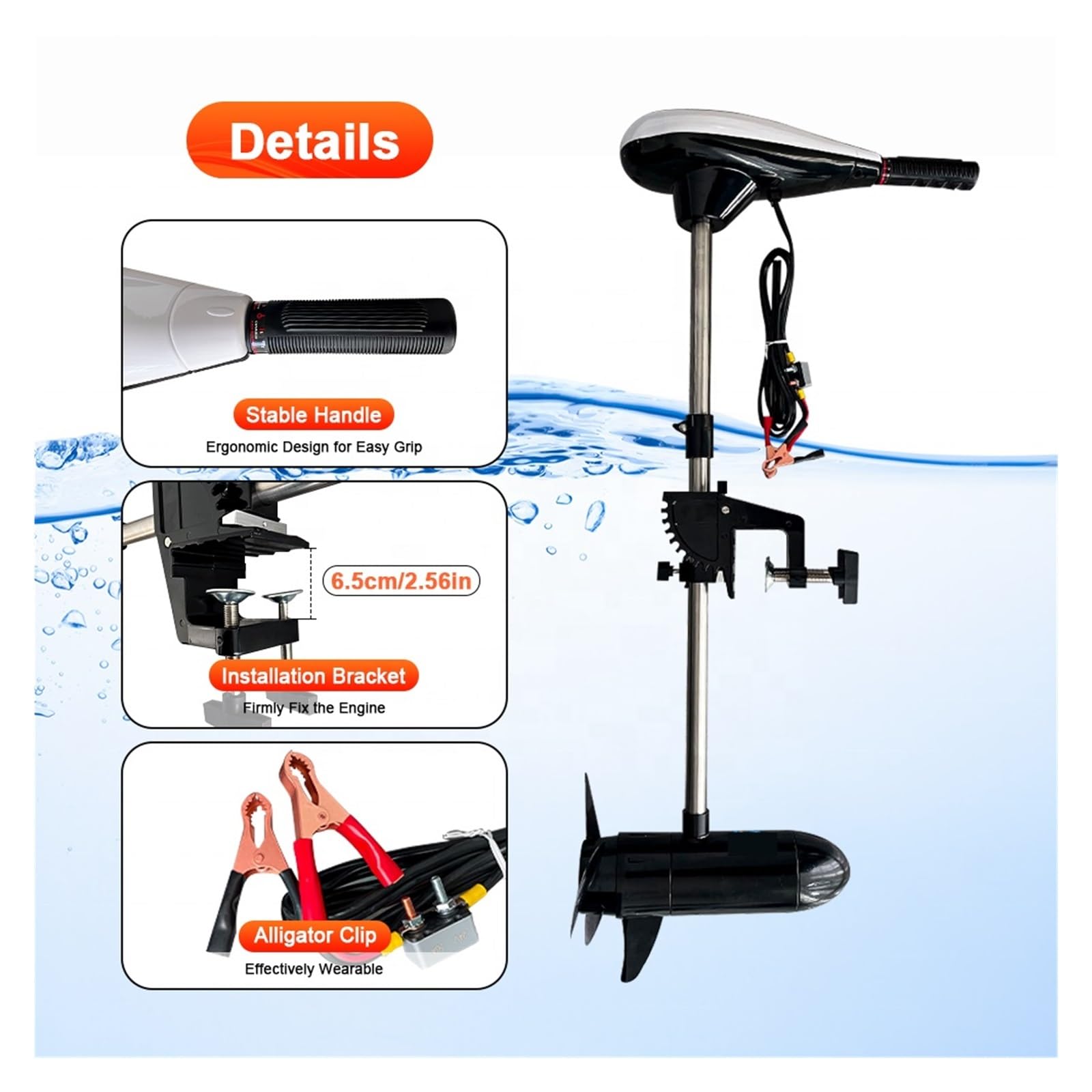 Motor De Pesca Con Curricán Eléctrico 60 Libras, Fueraborda Cepillado Montado En Espejo Popa Agua Salada DC 12V 50A For Kayaks Inflables Eficiente Y Compacto