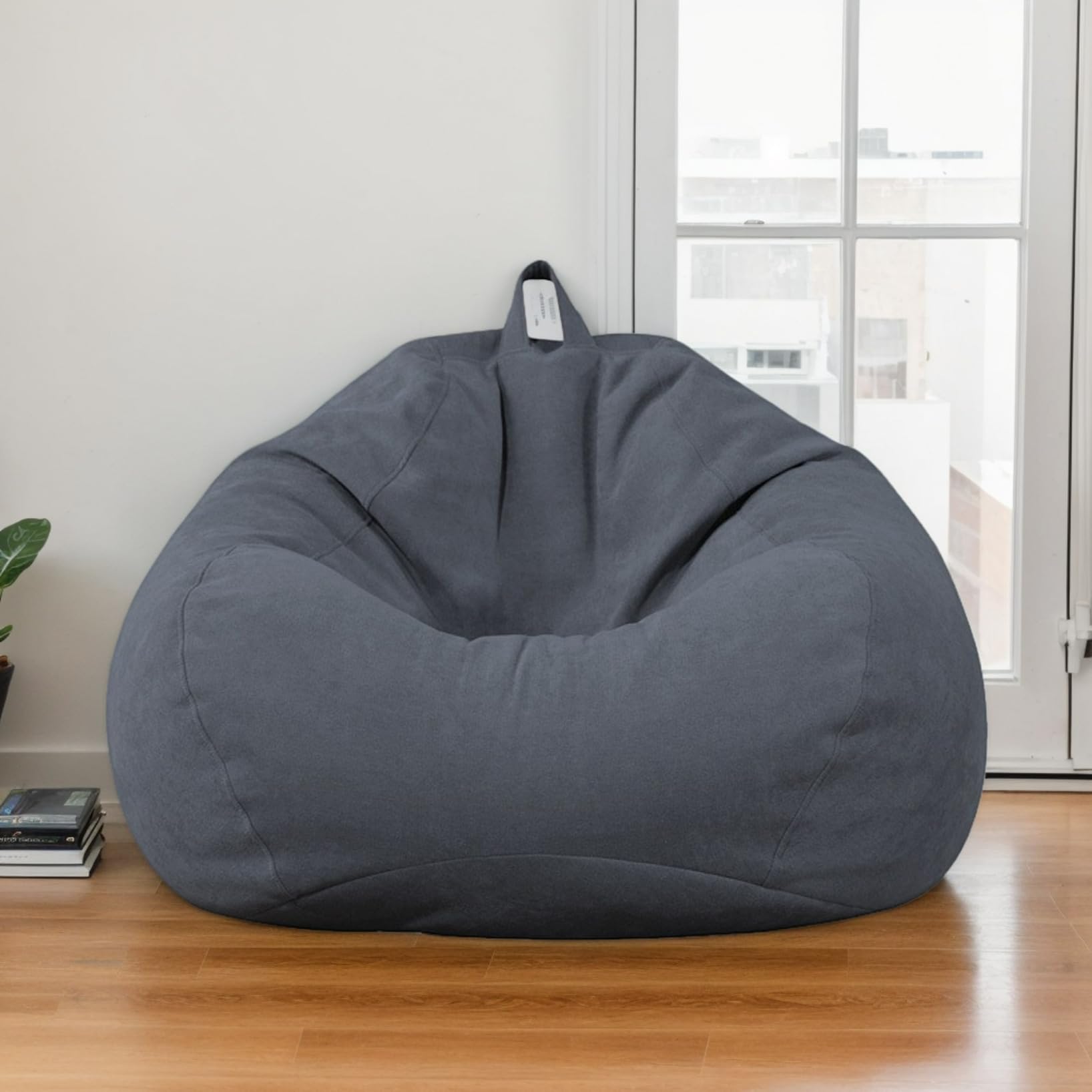 RICPYOIU Large Round Linen Pink Bean Bag Covers without Filling Washable Lazy Sofa Bed Cover for Adults Soft And Comfortable Living Room Bedroom Furniture Cover,G,90 * 110cm