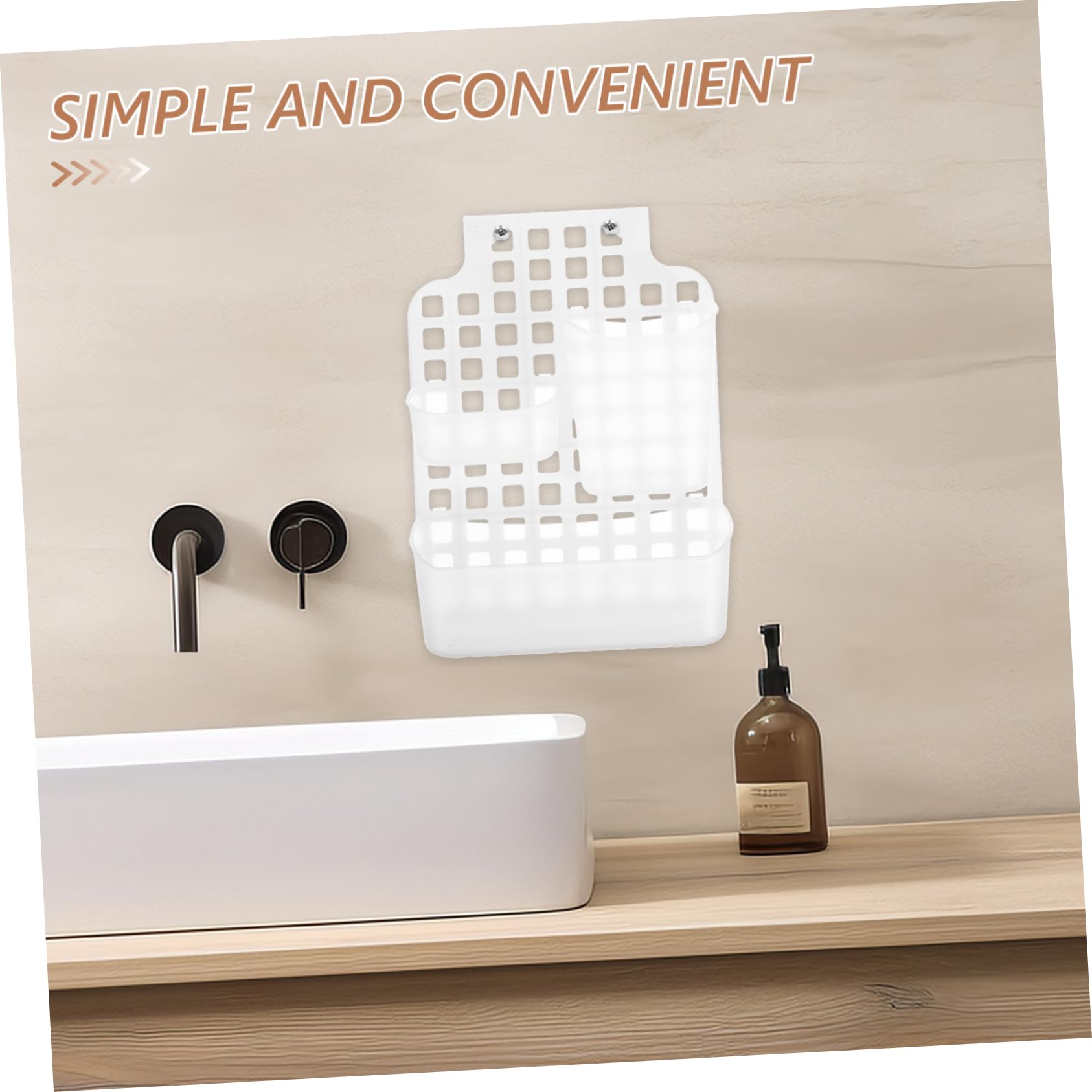 BESTYASH Cestello Portaoggetti Doccia a Doppio Strato in Pp Bianco | Installazione senza Fori Ganci, Facile da Pulire, Soluzione Compatta per Accessori da Bagno