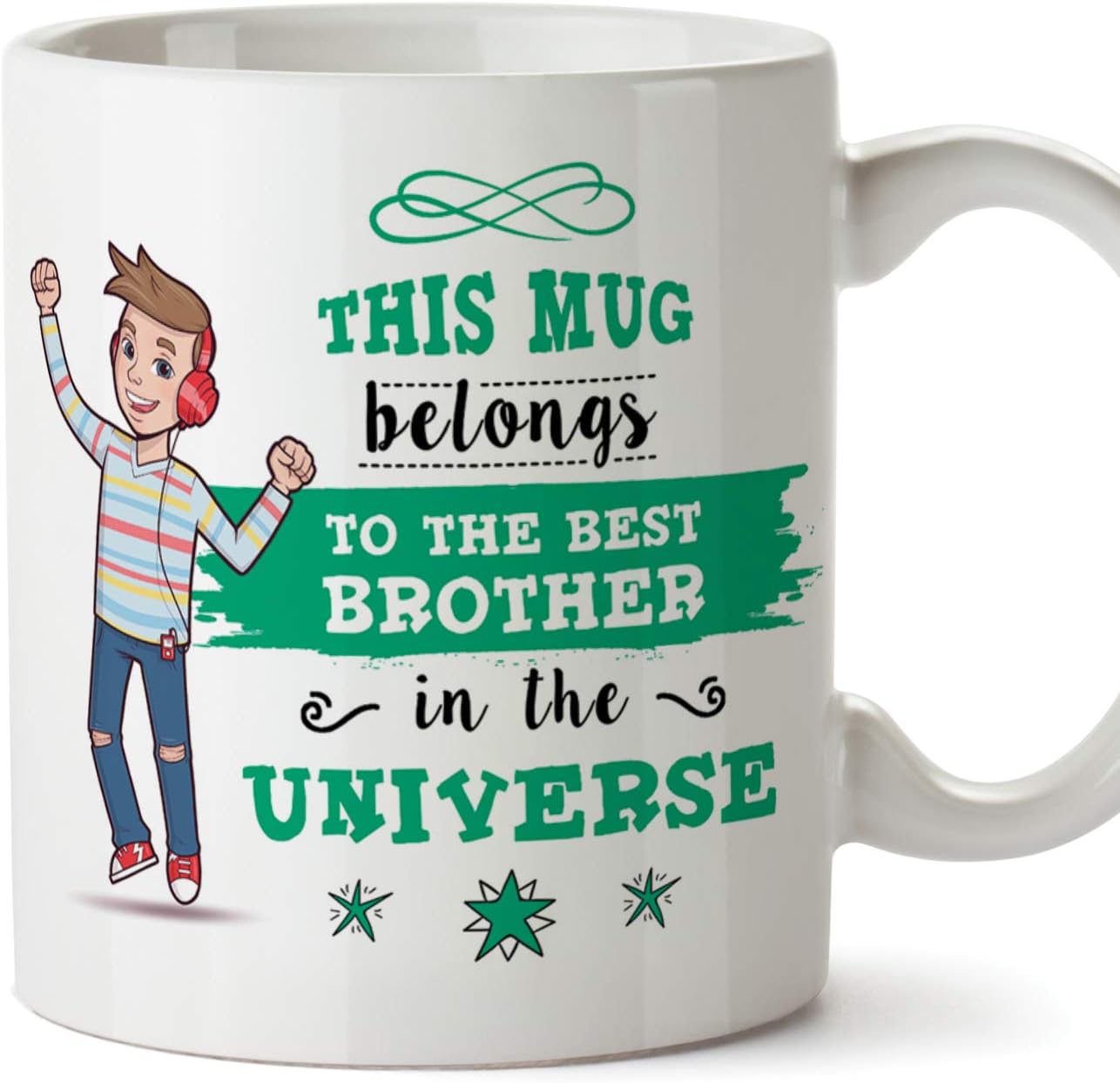 MUGFFINS Brother Mug/Cup - Best Brother in The Universe - Coffee Mug for Breakfast/Birthday Presents for Siblings/Ceramic 11 oz