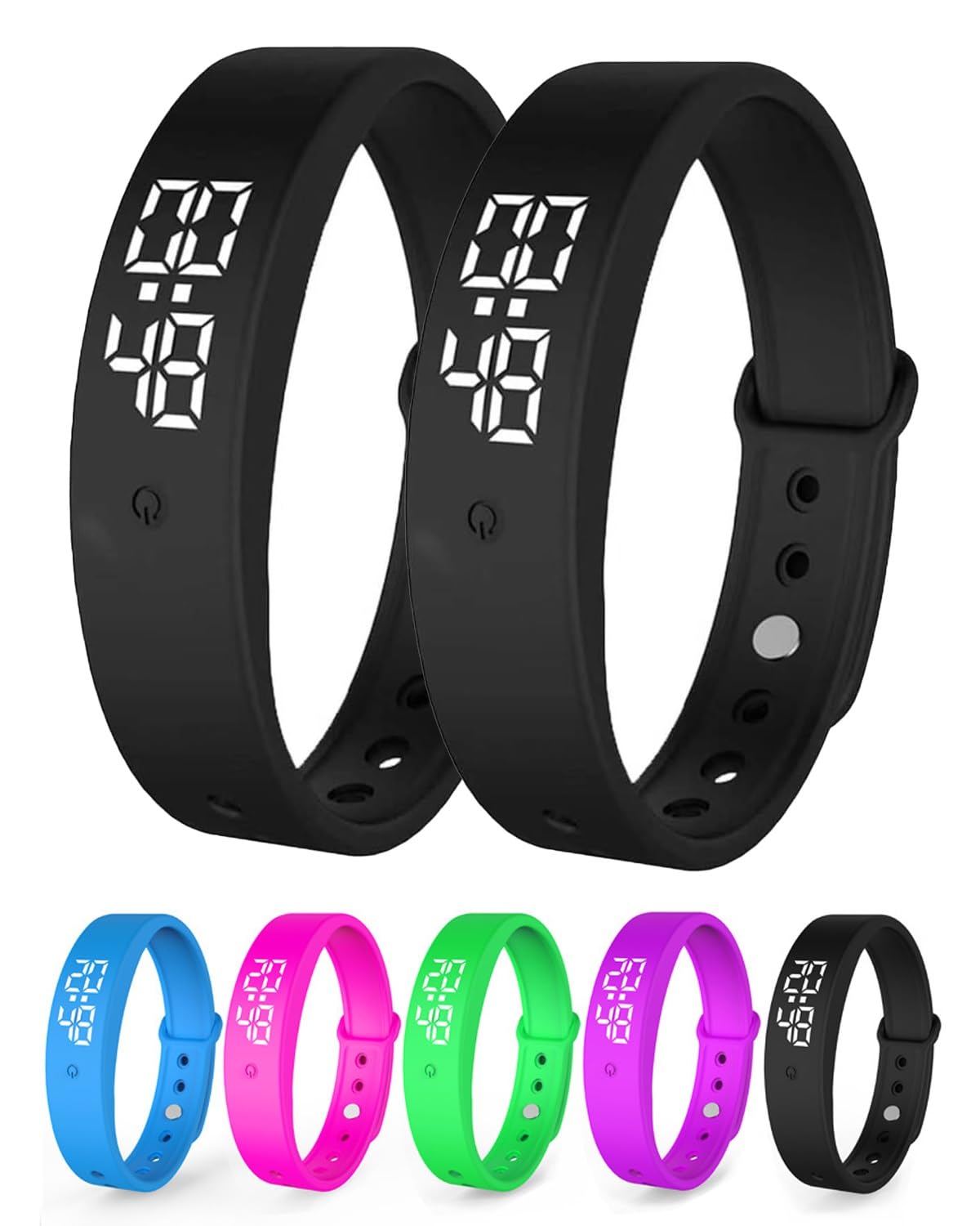 Homaskylynn Vibrating Alarm Clock Watch for Heavy Sleepers Silent Wake Up Bracelet with Strong Vibration Wearable Digital Wrist Wristband Alarm Non-Audible Sleep Portable Watch for Men Women(Mix2c)
