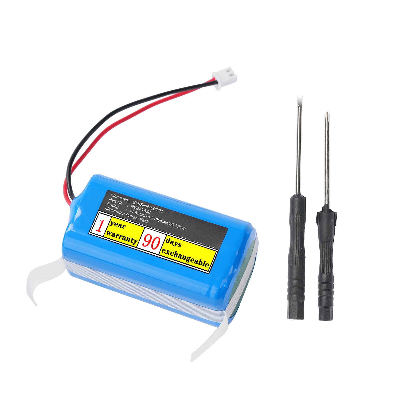 Sabuly 14.8V 3400mAh RVBAT850A RVBAT850 Replacement Battery for Shark UR1005AE ION Robot Vacuum R76 RV2520A0US AV2501S RV720 RV750 ION Robot Vacuum