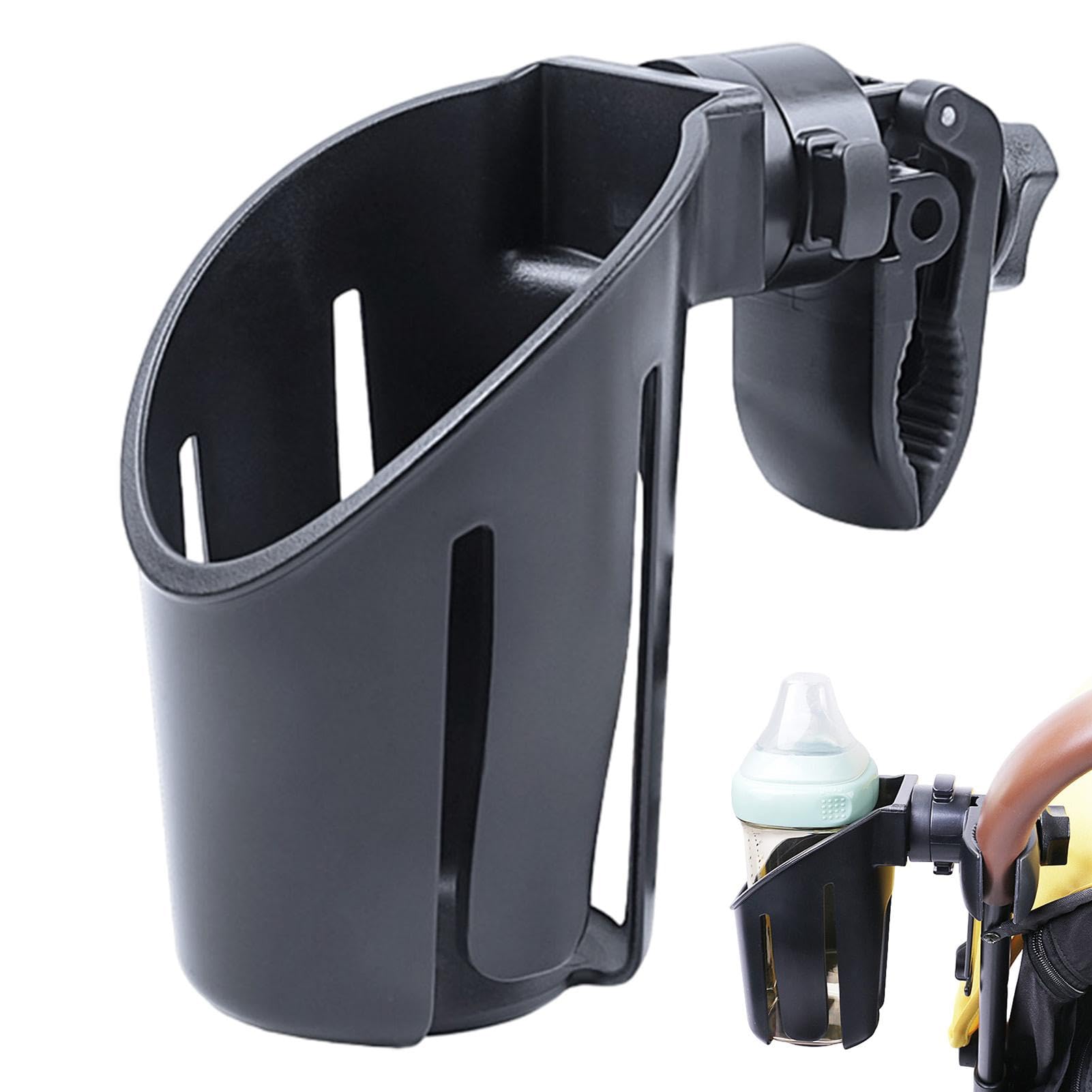 Maciun Portavasos para cochecito, soporte para botellas de cochecito, soportes para bebidas para cochecito, portavasos giratorio y soporte para botellas para carros, andadores y bicicletas